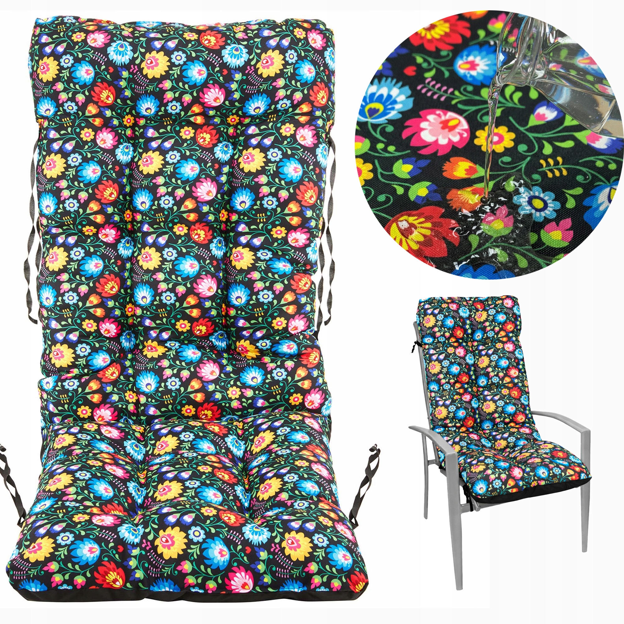 Polštář zahradní na židli lehátko nábytek voděodolný měkký 48x48x75 Folk