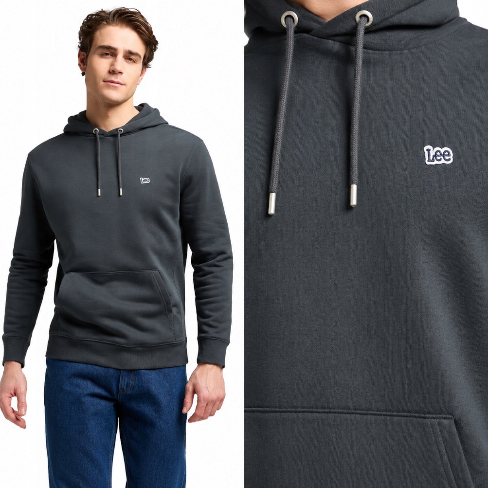 Lee pánská mikina s kapucí (klokanka) černá Wobbly Lee Hoodie Pebble M