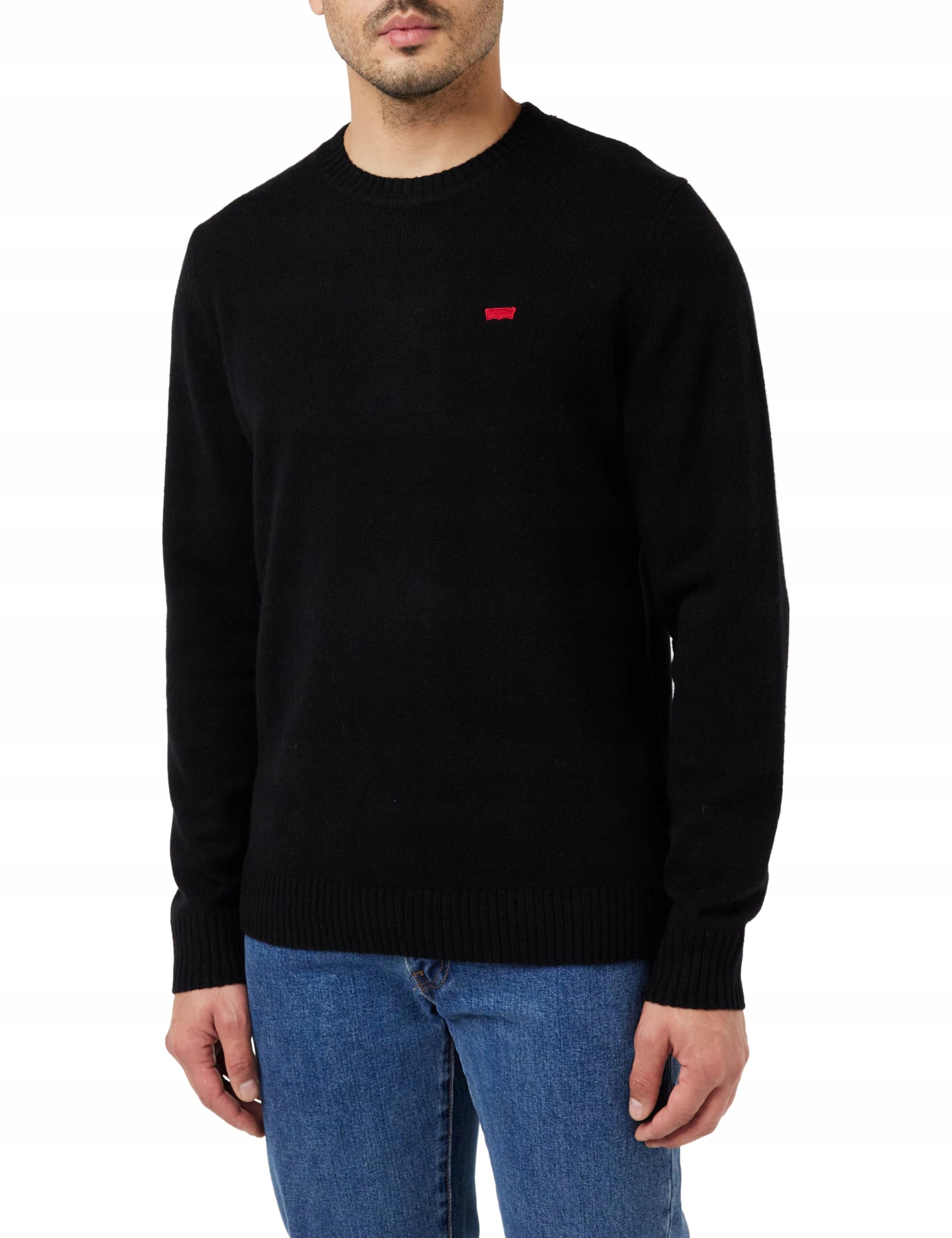 Levis Černý Pánský Svetr Z Vlny S Kulatý Výstřihem A Logem M X_a