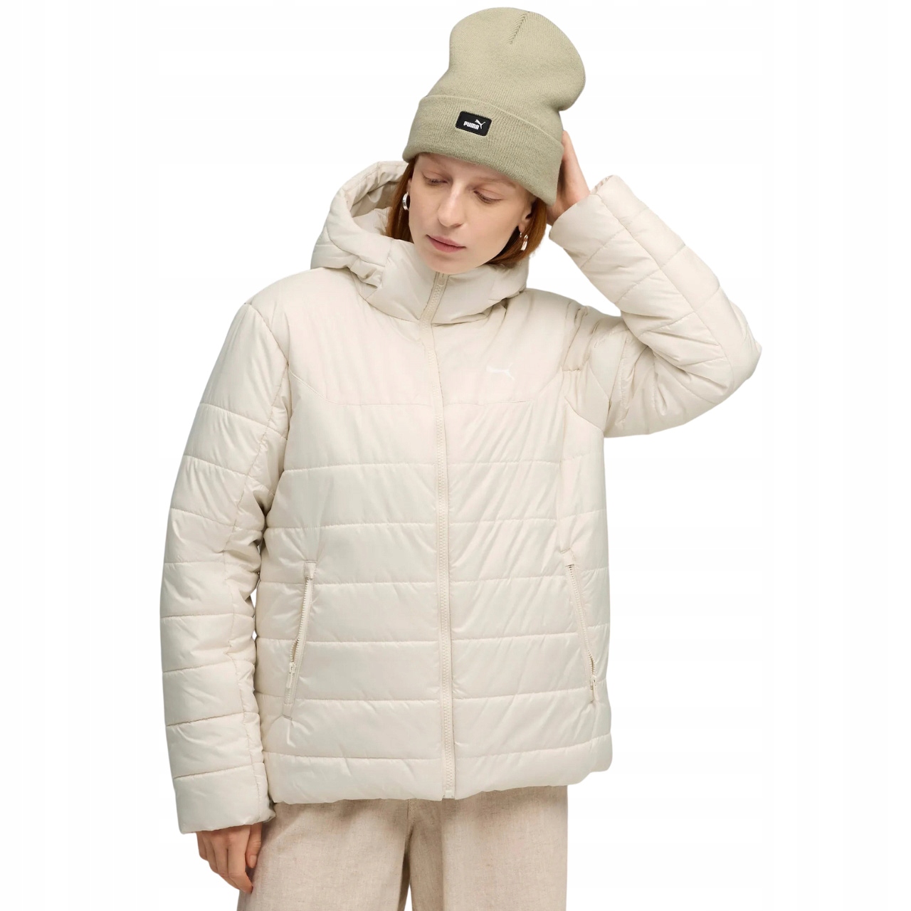 Dámská bunda Puma Ess Hooded Padded ecru 685231 87 Velikost S