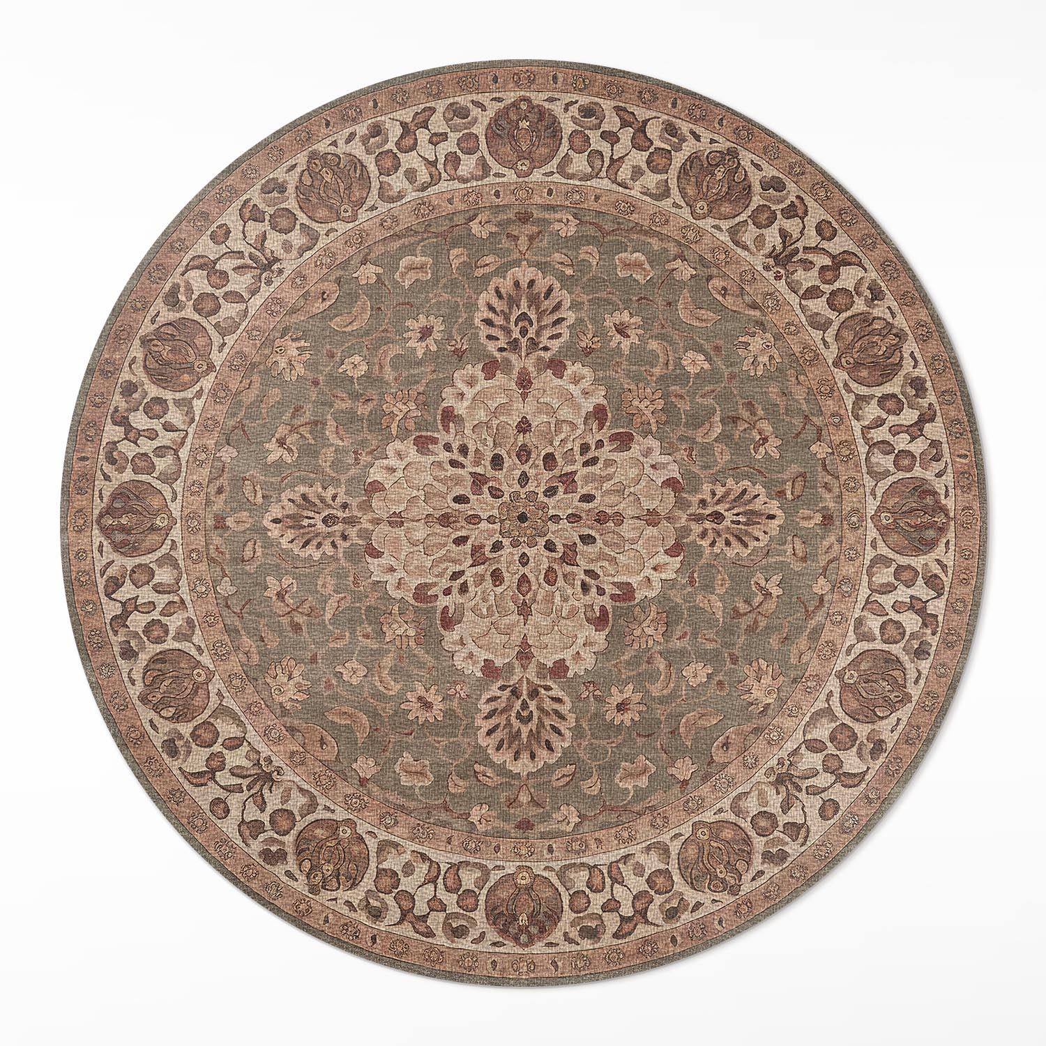 Kulatý Koberec Vinyl do kanceláře Ornamenty inspirované perským uměním fi 80 cm