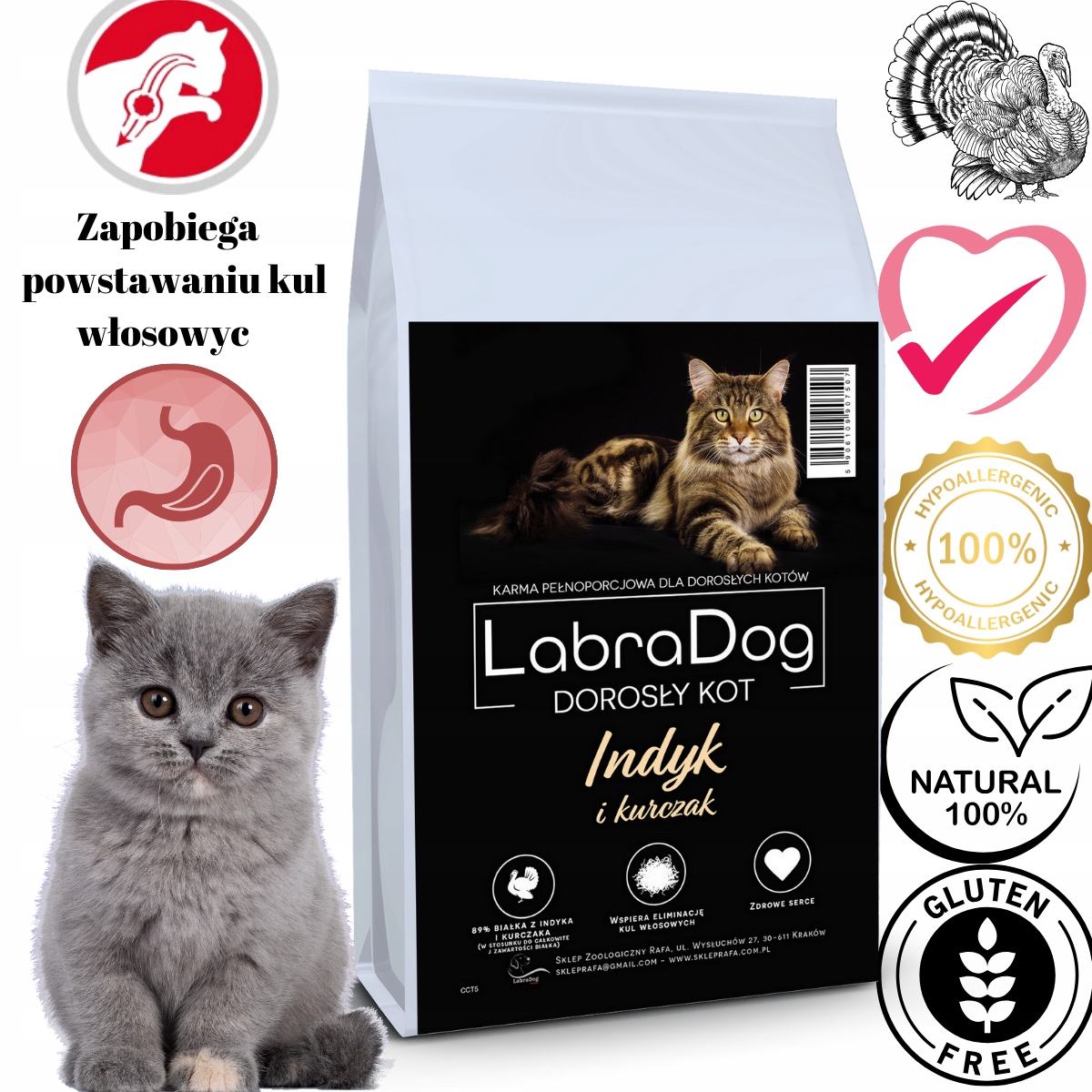 Krmivo suché pro kočky Krůta s kuřecím masem 5 kg