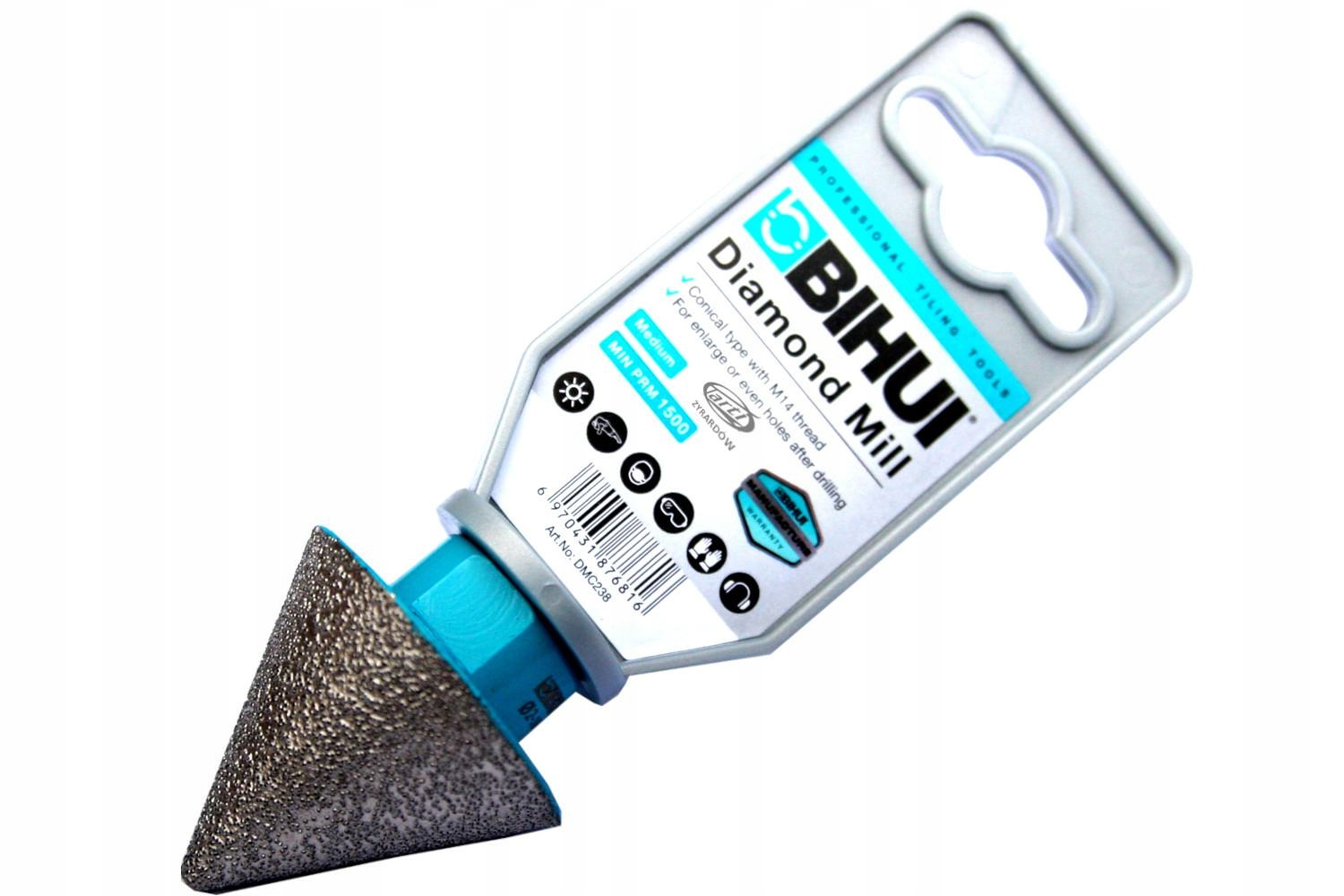 Bihui Diamantová Fréza Kuželová Korunkový Vrták Na dlažbu a gres Závit M14 2-38MM DMC238