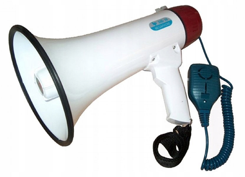 MEGAFON PRZENOŚNY 20W TUBA SZCZEKACZKA DH-10 dwa mikrofony Model DH10