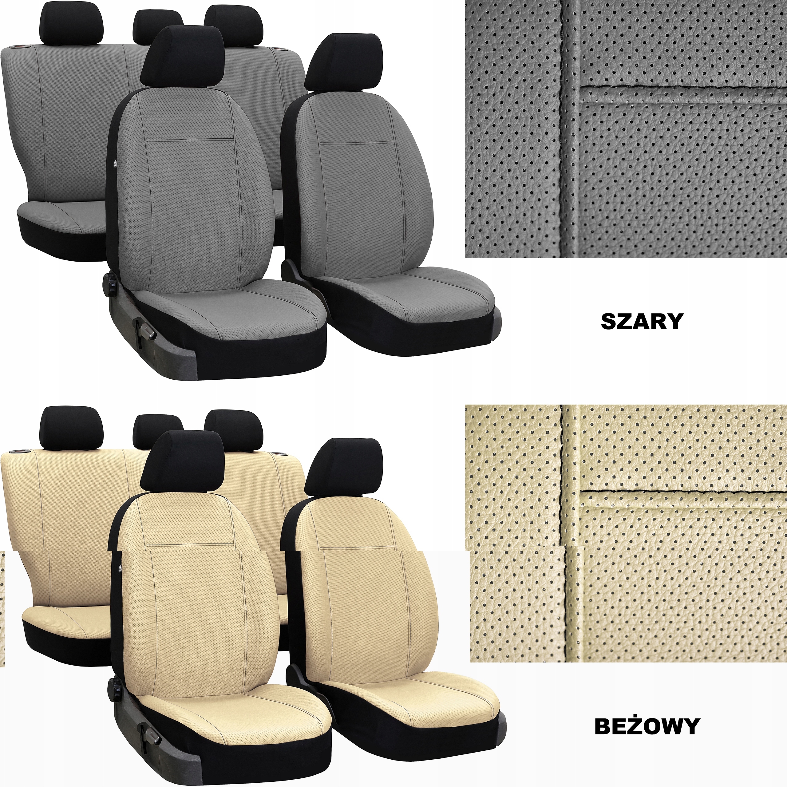 SKÓRA PERFOROWANA POKROWCE MIAROWE do FIAT 500 Typ pokrowiec