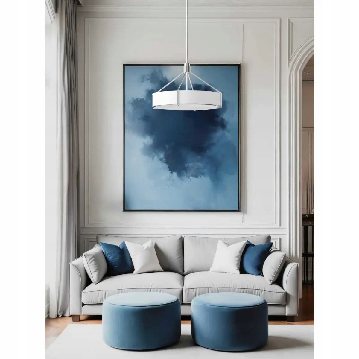 Lampa Doretto bílá velká bílá 50 cm do obývacího pokoje ložnice kanceláře Orlicki