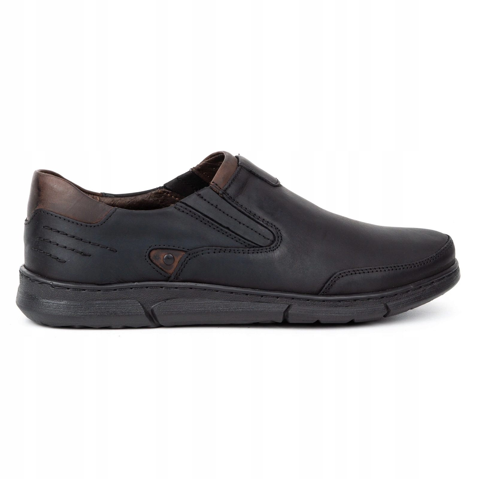 Pánské Kožené Nazouvací Boty Polské Slip On J51 Černé 42