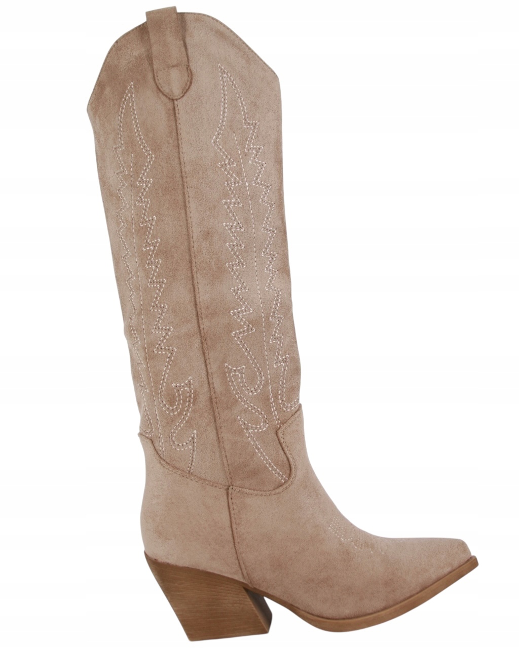 Dlouhé Kozačky Kovbojské Boty Semišové Béžové Dámské Jarní Boty 40