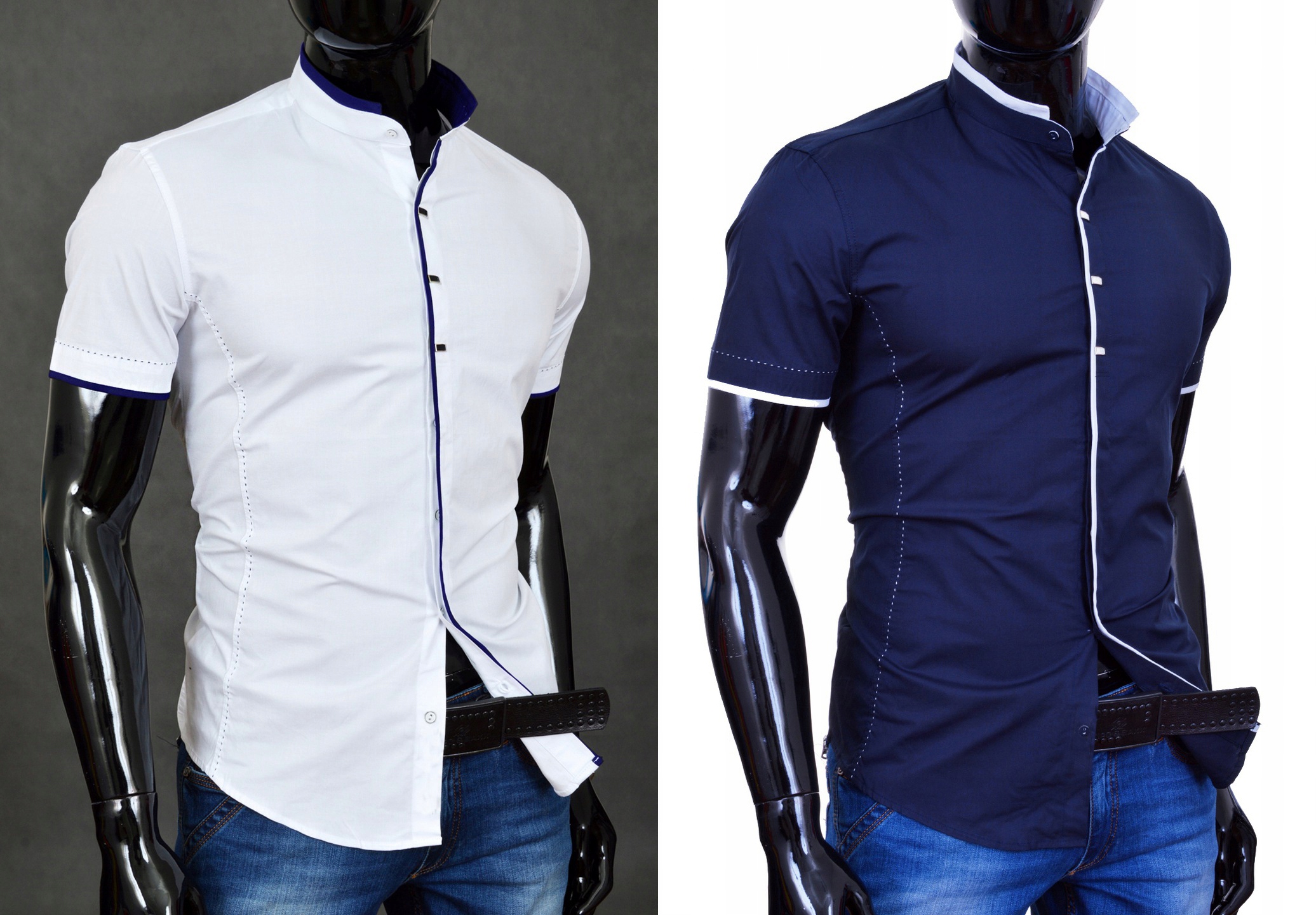 Koszula Męska Casual Stójka Codzienna Gładka NEW Wzór dominujący inny wzór