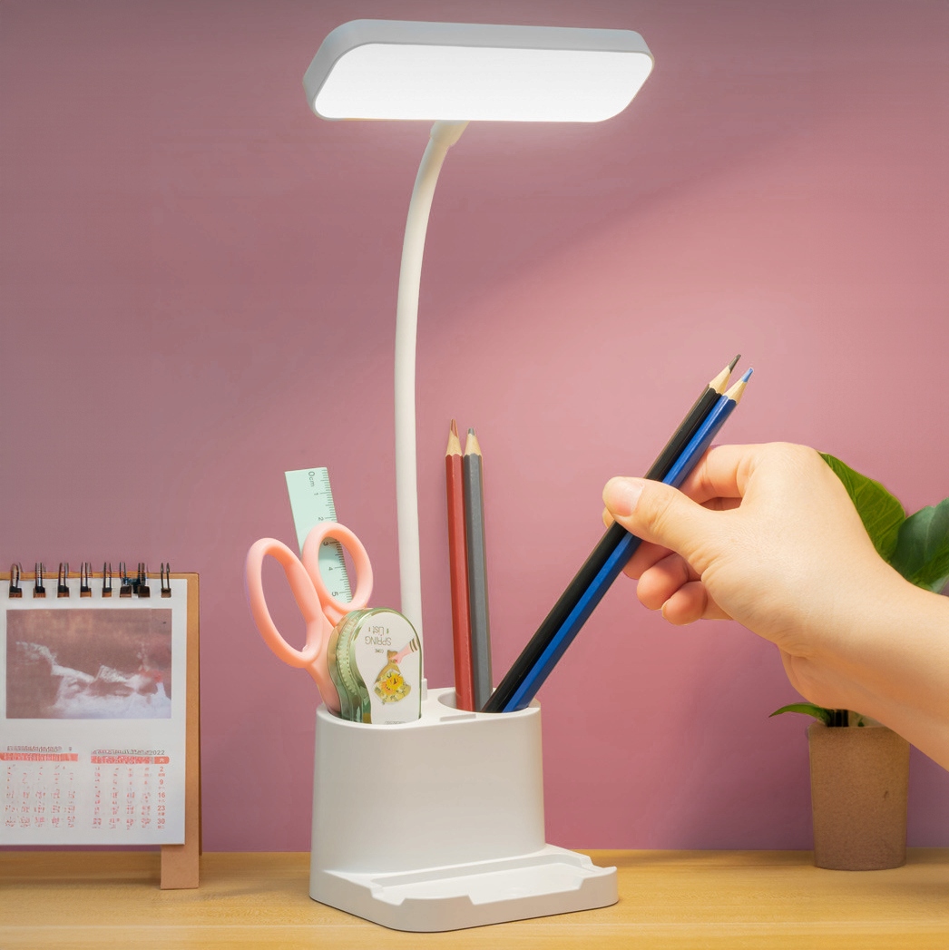 LAMPKA BIURKOWA LED Z PRZYBORNIKIEM ORGANIZER NA BIURKO REGULACJA DOTYKOWA Rodzaj gwintu zintegrowane źródło LED