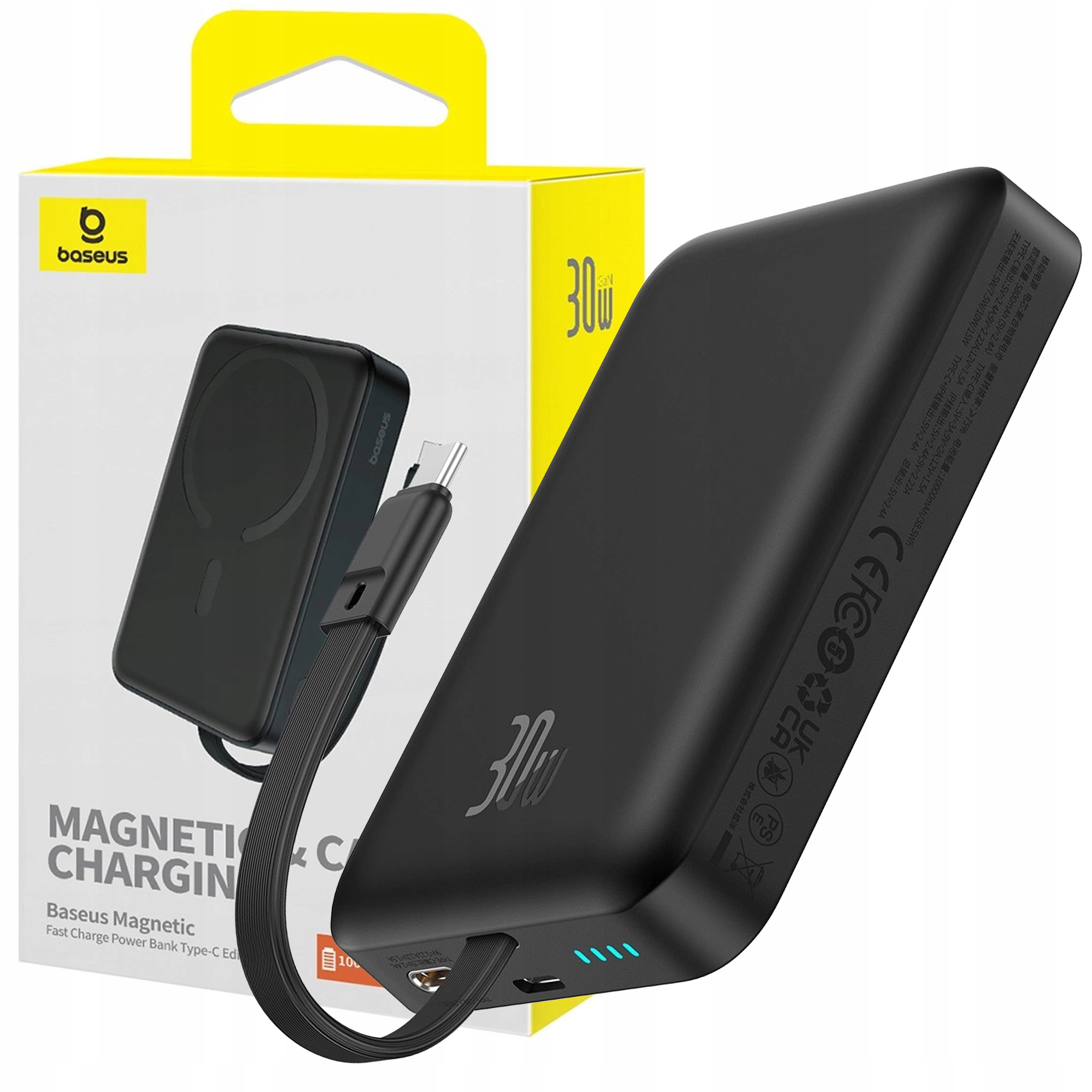 Baseus Powerbank S Kabelem 10000 Mah 30W Usb-c Magsafe Indukční Nabíjení