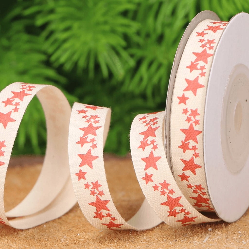 Tasiemka wstążka świąteczna czerwone gwiazdki 1cm Marka Emized