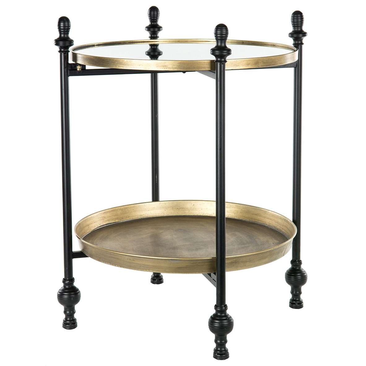 konferenčný stolík Zrkadlová Doska čierna zlatá, priemer 54 cm