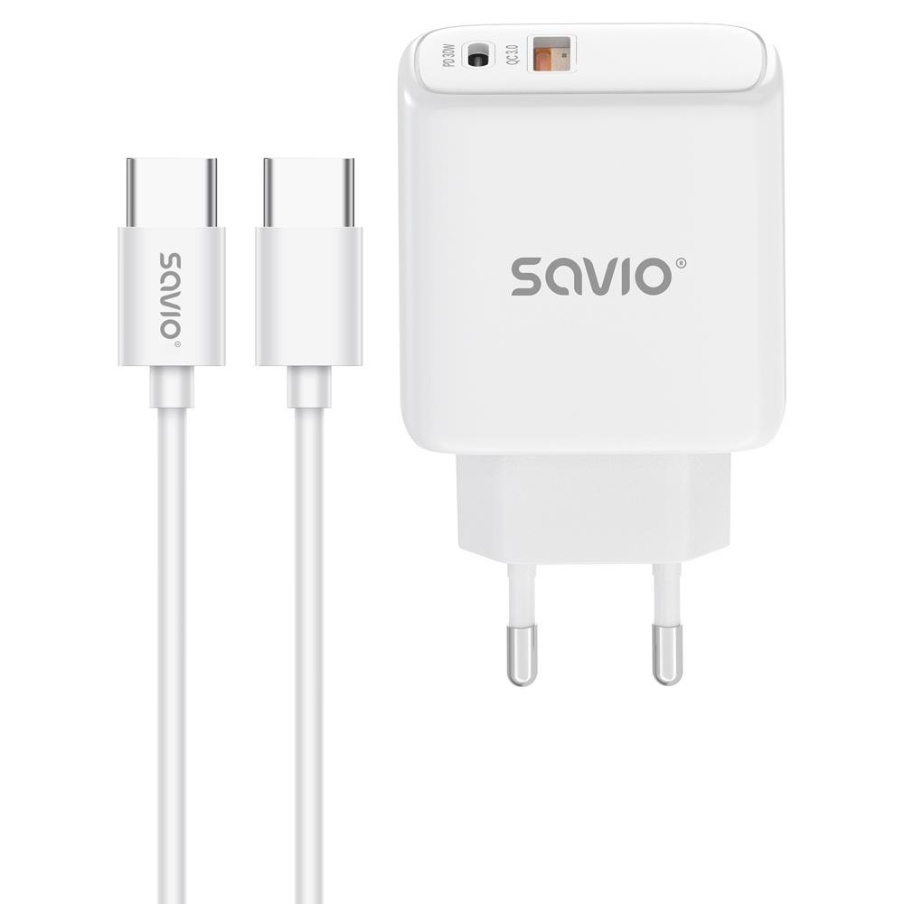 Ładowarka sieciowa 20W Savio LA-13 Kabel Quick Charge Power Delivery 3.0