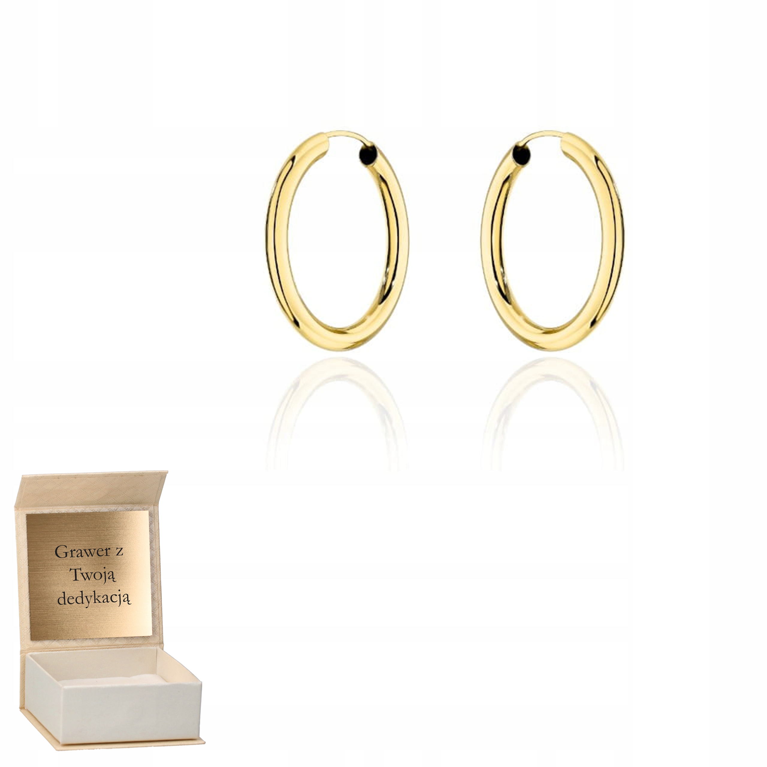 zlaté kruhové náušnice lehké zlato ryzost 585 Gravírování