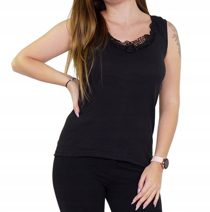 PODKOSZULKA DAMSKA NA RAMIĄCZKA czarna 4XL (3szt)