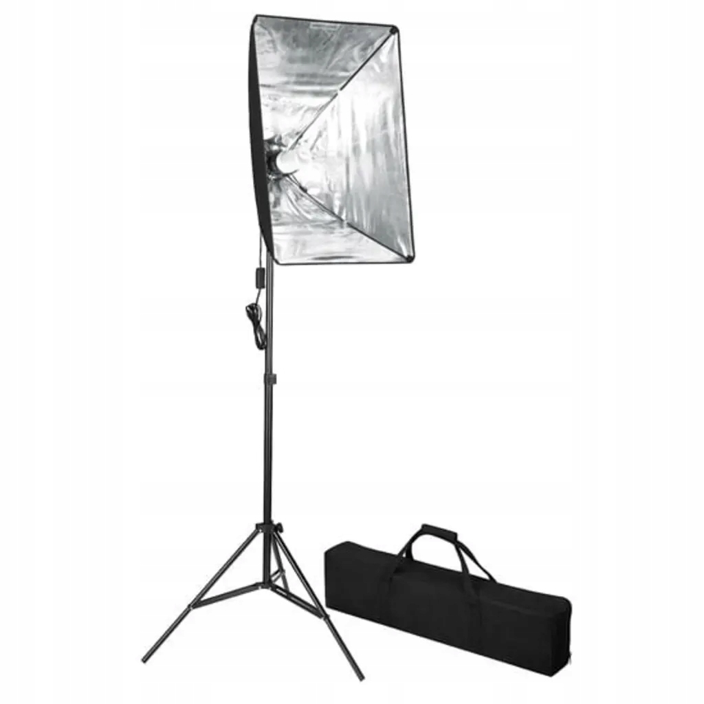 Lampa studyjna 24W 5500K, statyw 230cm, softbox 60x40cm, czarna