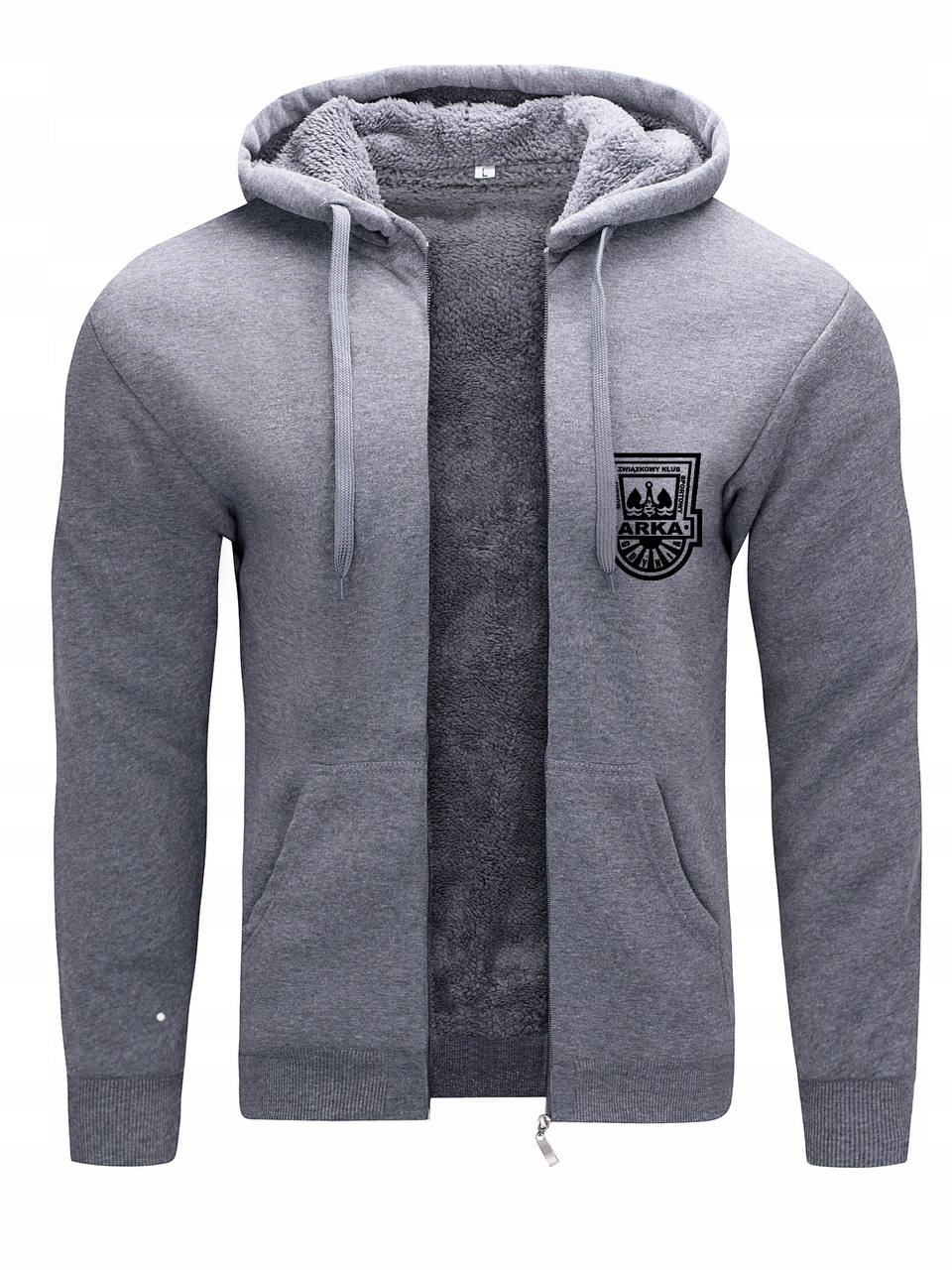 Teplá Mikina Pánská Zateplená S Kapucí A Kožešinou Arka Gdynia Šedá XL