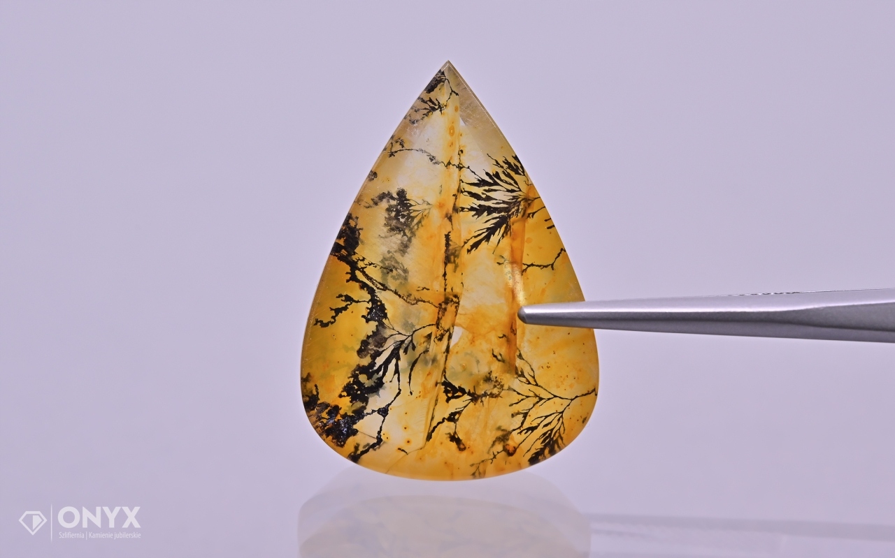 Dendritový křemen konvexní mělká slza 29,5x21 mm