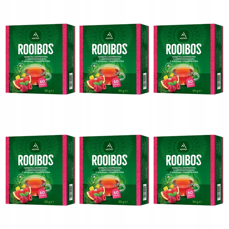 Astra Rooibos s malinou a grapefruitem, 60 expresních sáčků X6