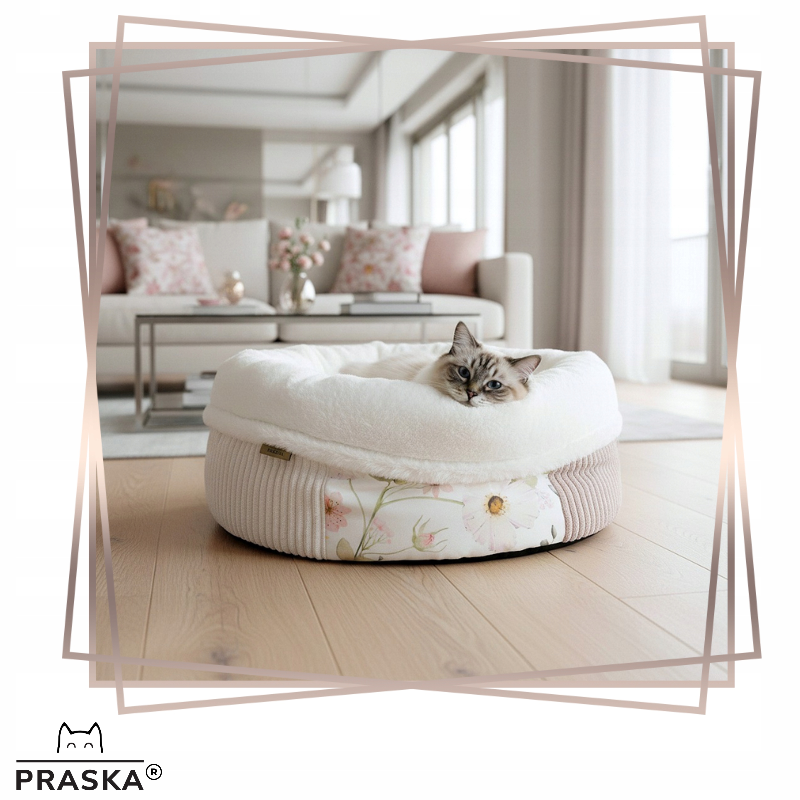 Levně Pražská Pelíšek pro kočky psa Patchwork Pastel Garden nadýchaná 45 cm Premium