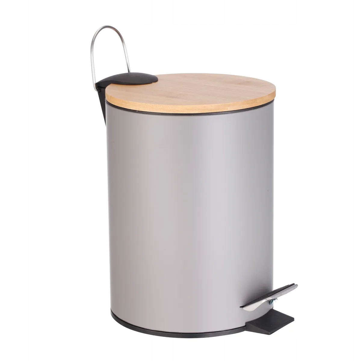 Odpadkový koš do koupelny s pedálem a bambusovým víkem Altom Design šedý