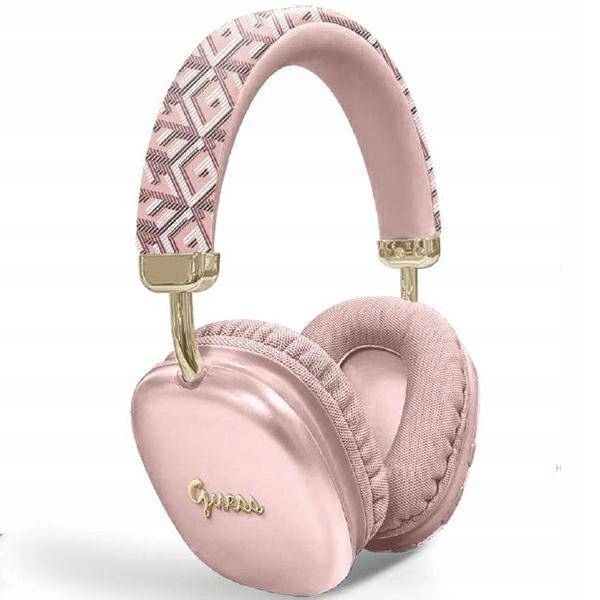 Sluchátka do uší Bluetooth Guess Gcube Metallic Script Logo růžová
