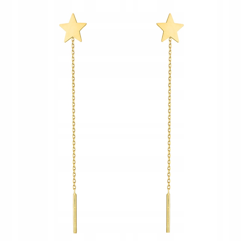 Zlaté Visací Náušnice Provlékací 585 Hvězdičky