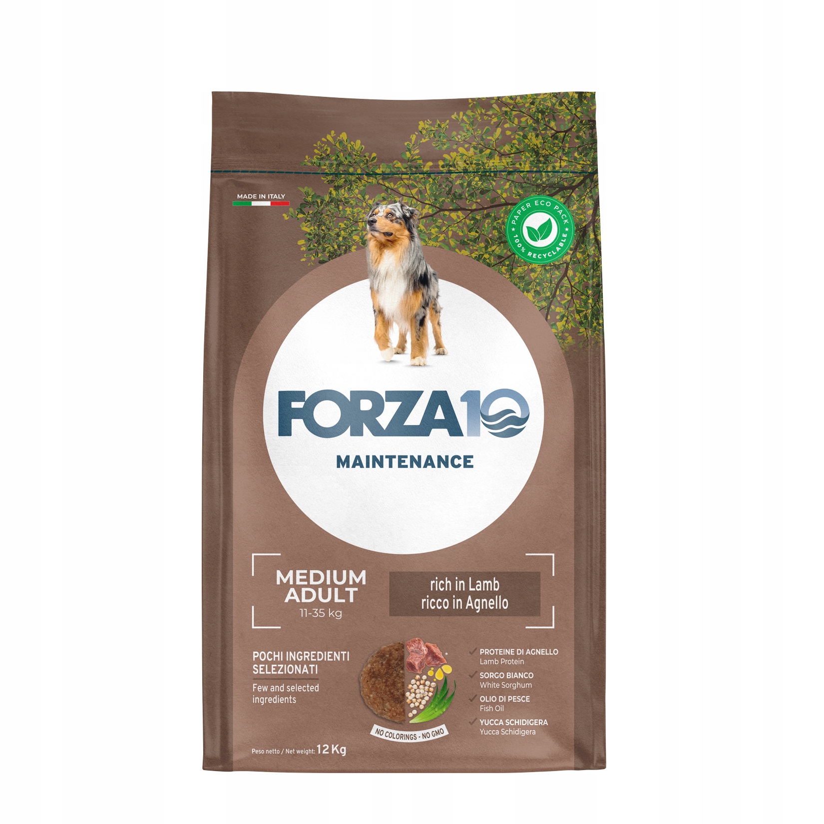 Forza10 Medium Maintenance bohatá na jehněčí maso pro psa o hmotnosti 12 kg
