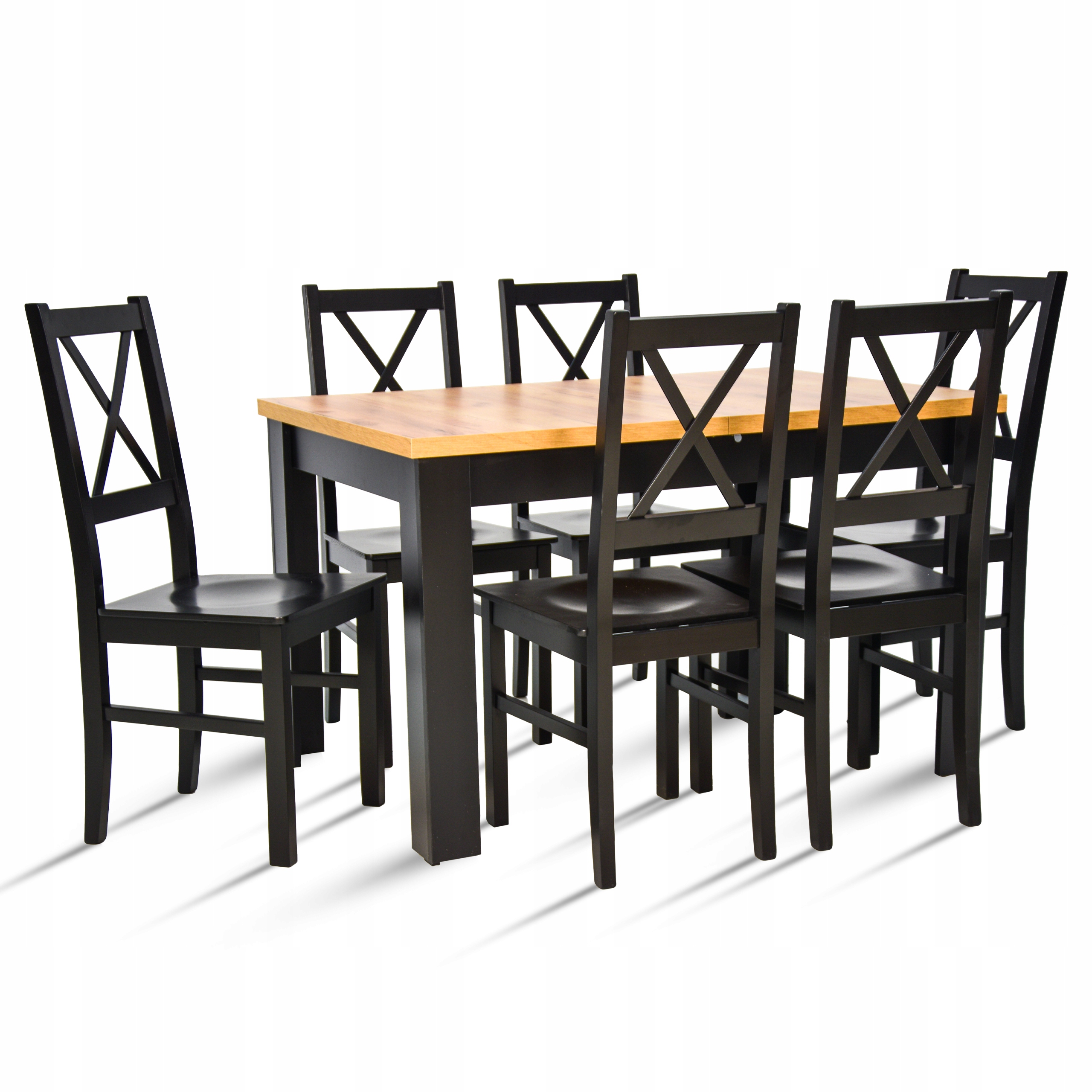 

Zestaw do salonu stół 80x120/160 6 krzeseł drewno