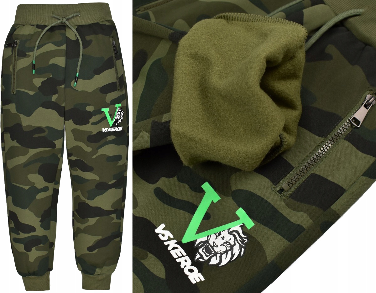 F26 Grube SPODNIE Ocieplane Dresowe Moro - 122/128