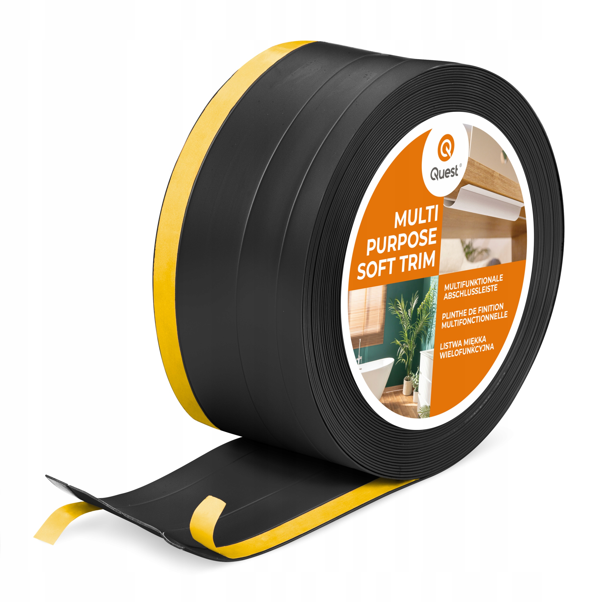 Pvc dokončovacia lišta 4in1 samolepiaca, čierna 120 mm, 25 m, W2