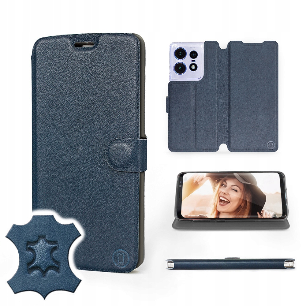 Etui Mobiwear do Motorola Edge 50 Pro Blue Leath