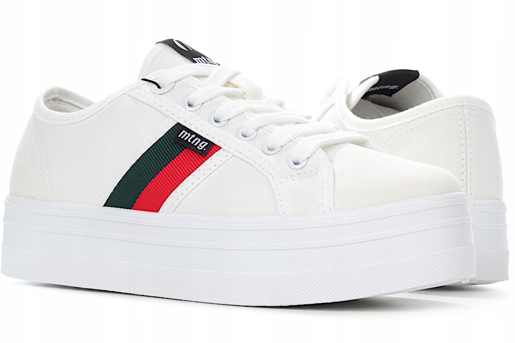 Buty trampki damskie Mustang białe platformy