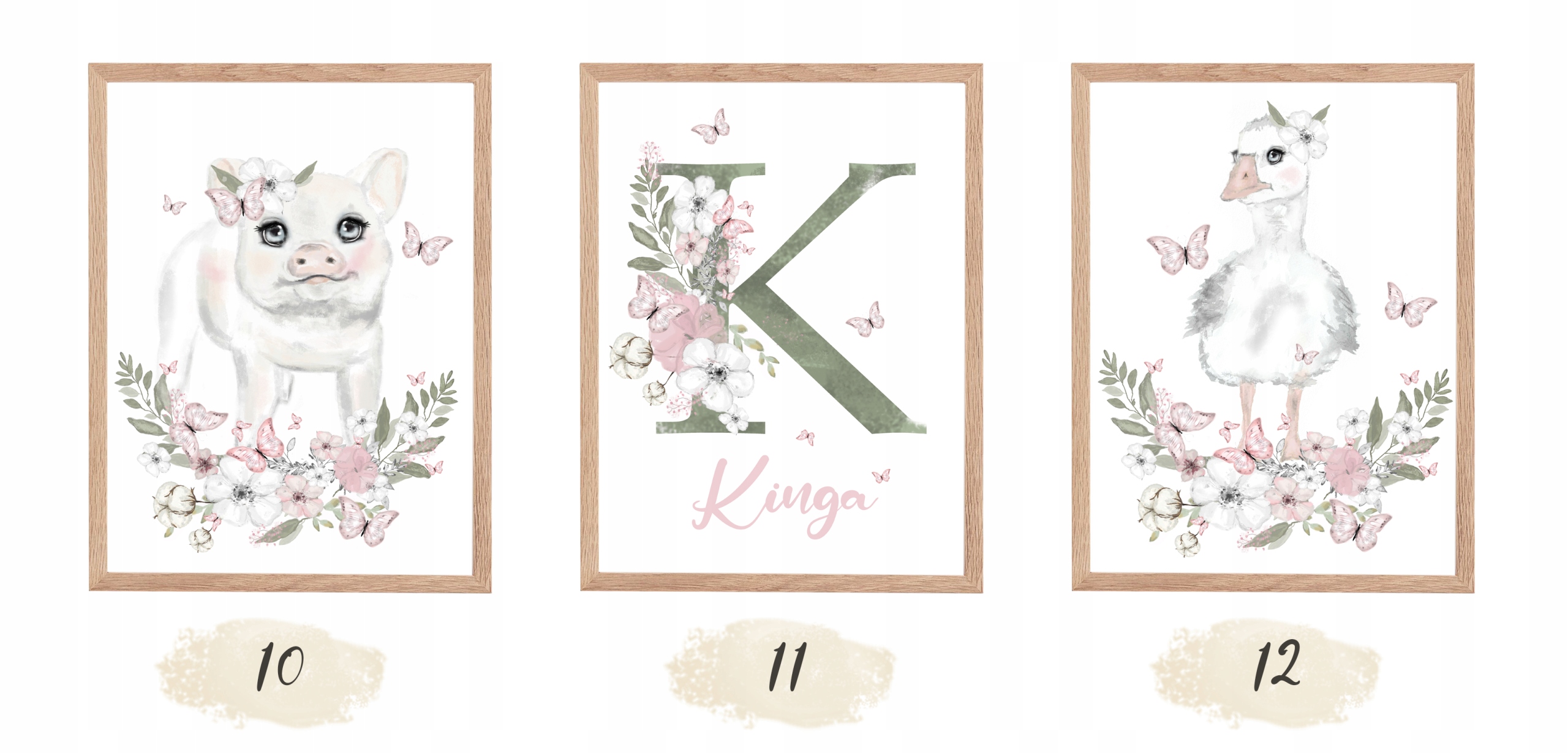 3 x plakat dla dziewczynki słonik panda motylki a3 Płeć chłopcy dziewczynki