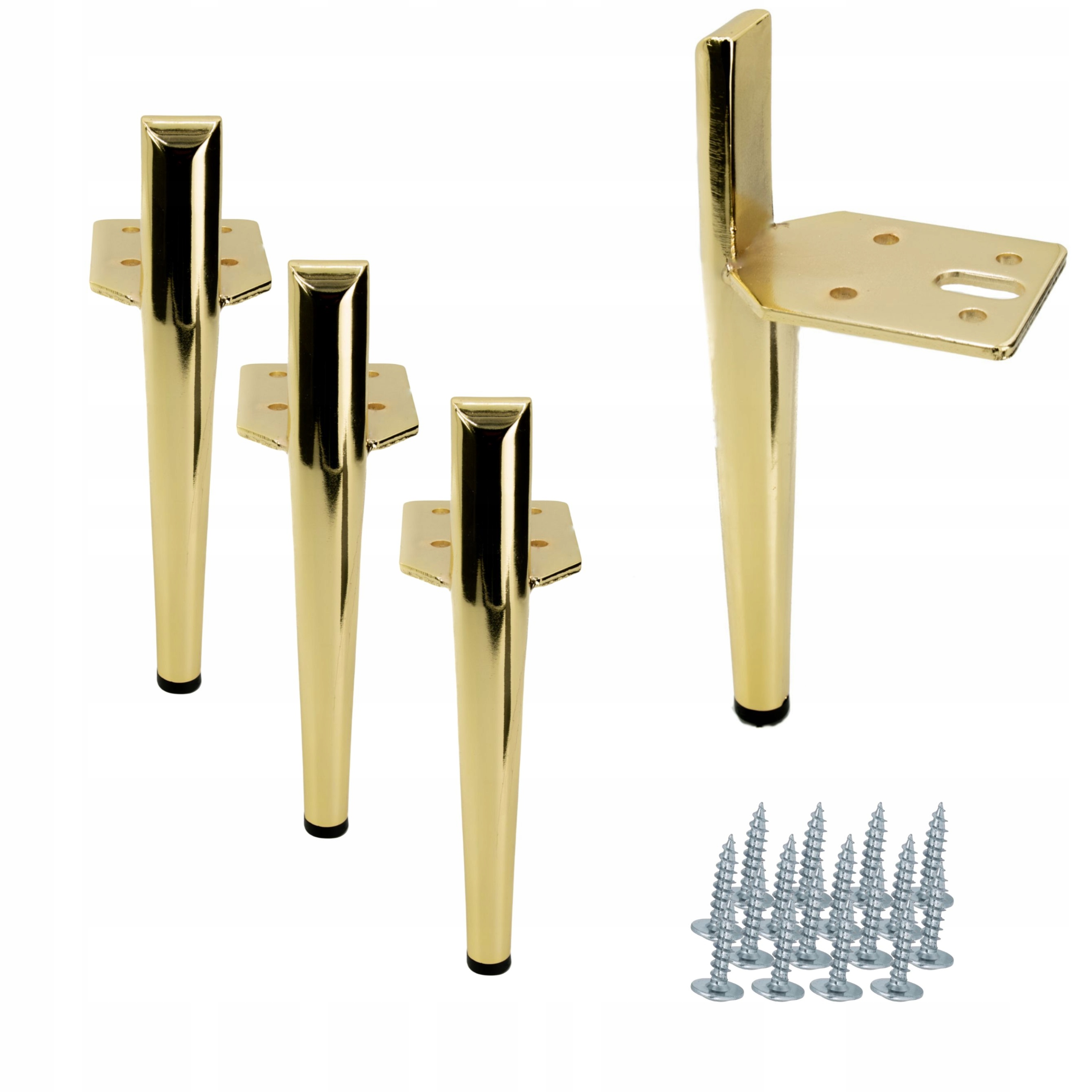 Sada 4 kusů nábytkových nohou Špendlík zlatý chrom designová noha 15 cm