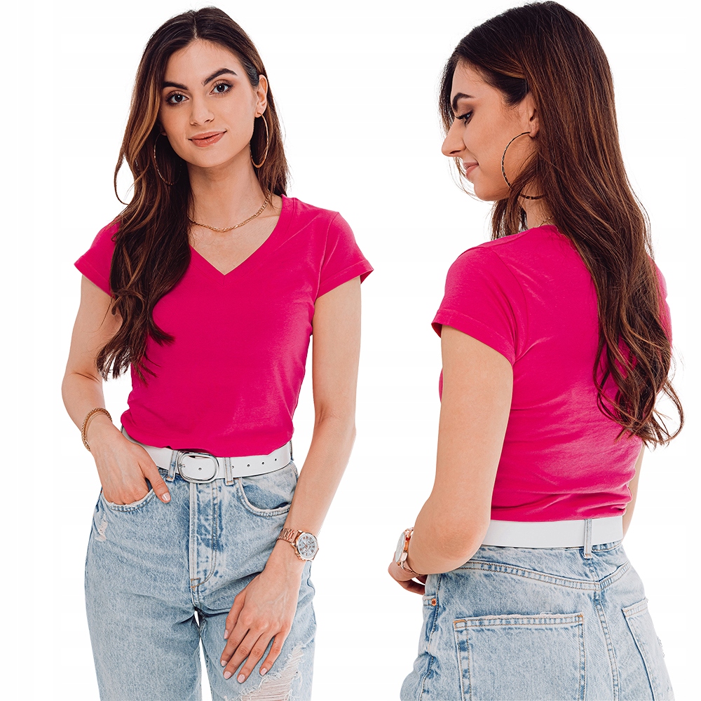 

T-shirt damski basic 002SLR różowy XXL