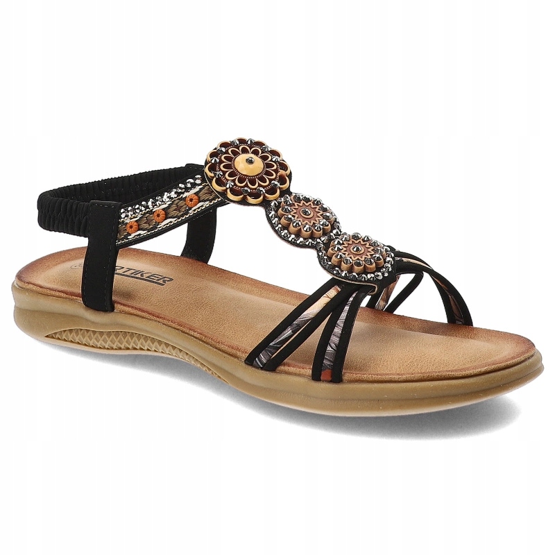 Černé sandály Artiker Módní dámská obuv v boho stylu