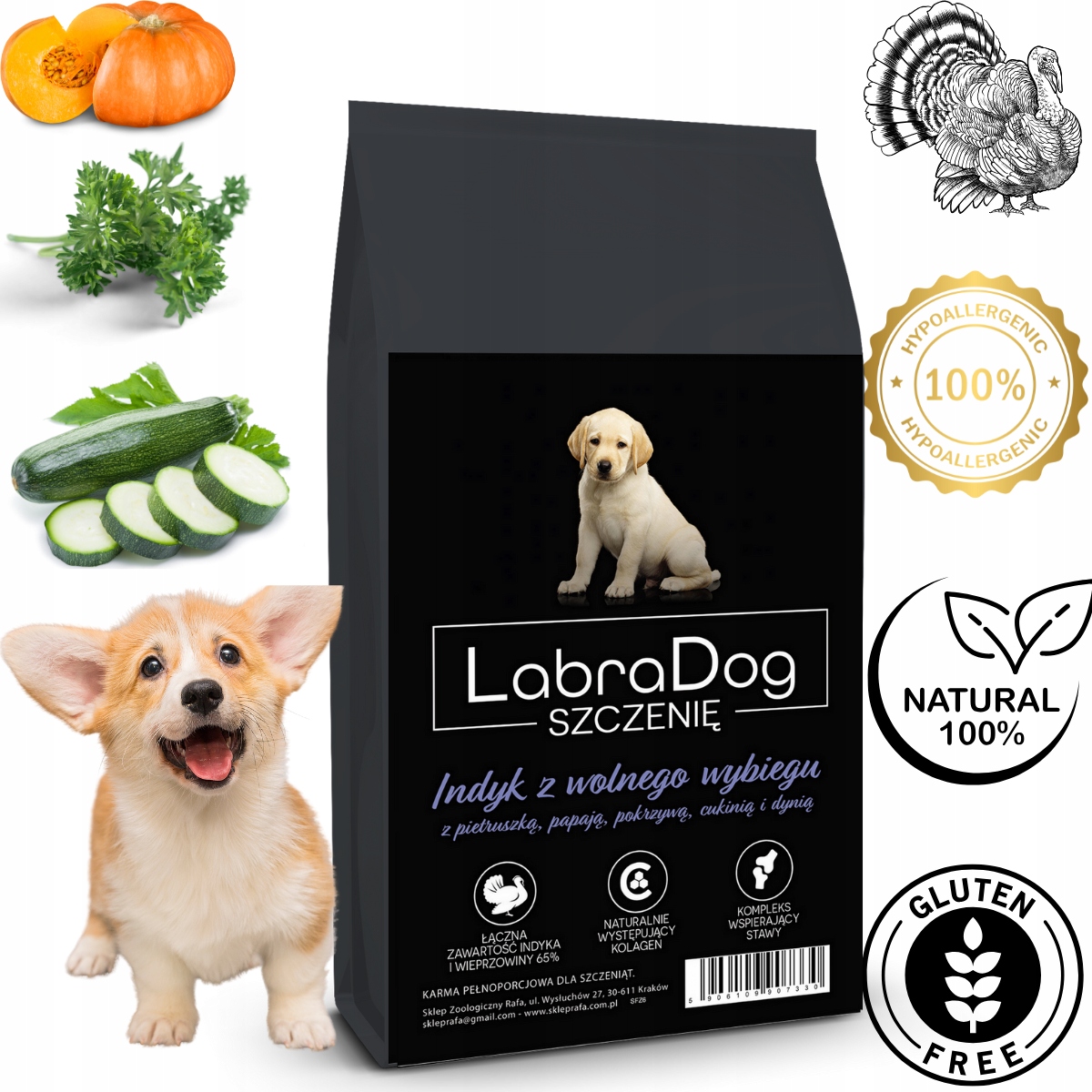 LabraDog Superfood Krůta 65% Hypoalergenní bez obilovin s dýní a papájou 2 kg