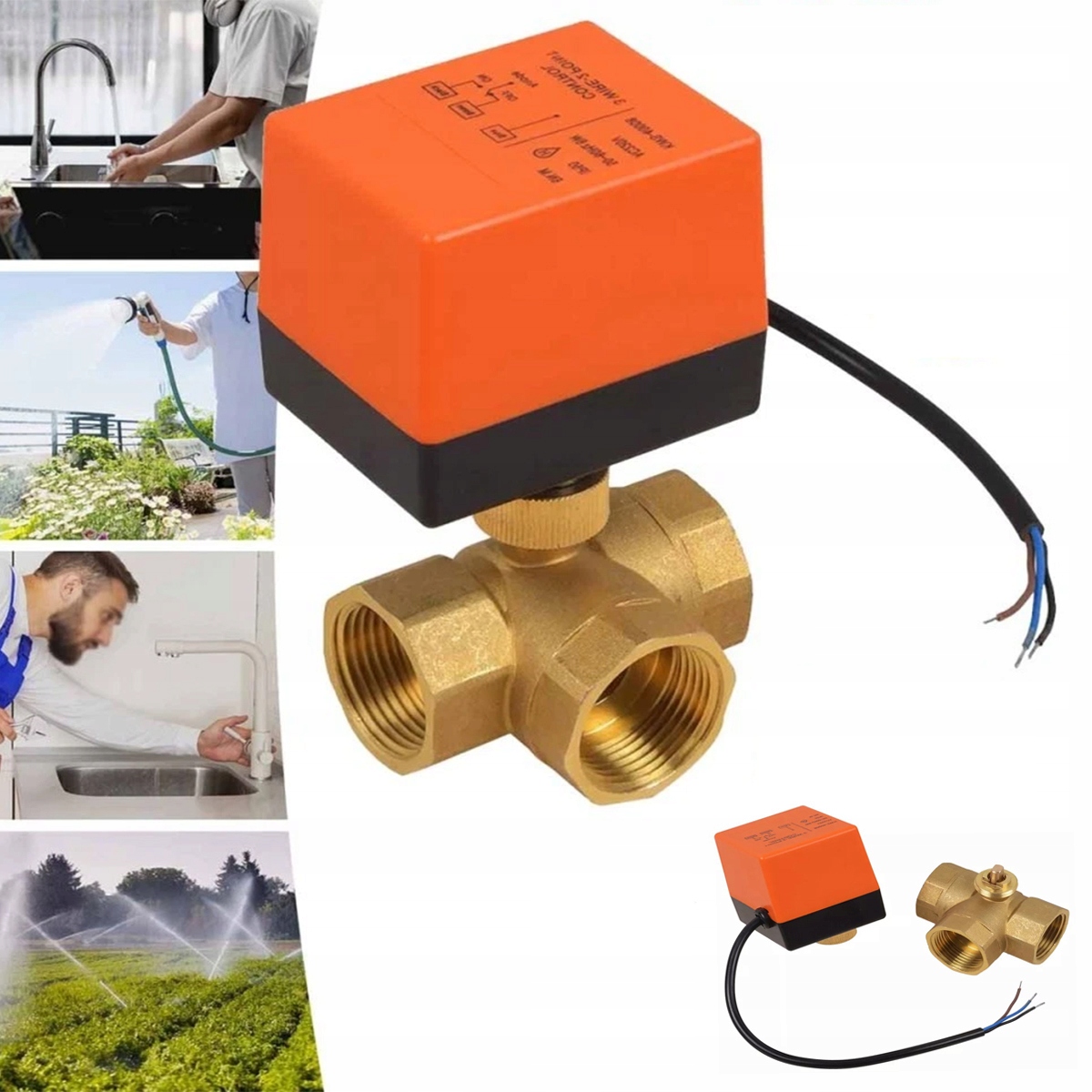 Zawór Strefowy Przełączający 3-DROGOWY 1" Z Siłownikiem DN25 220V