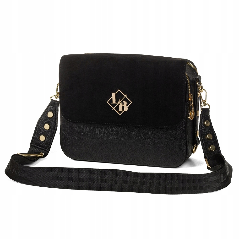 Černá Kabelka Laura Biaggi Kabelka Přes Rameno S Logem Pásek