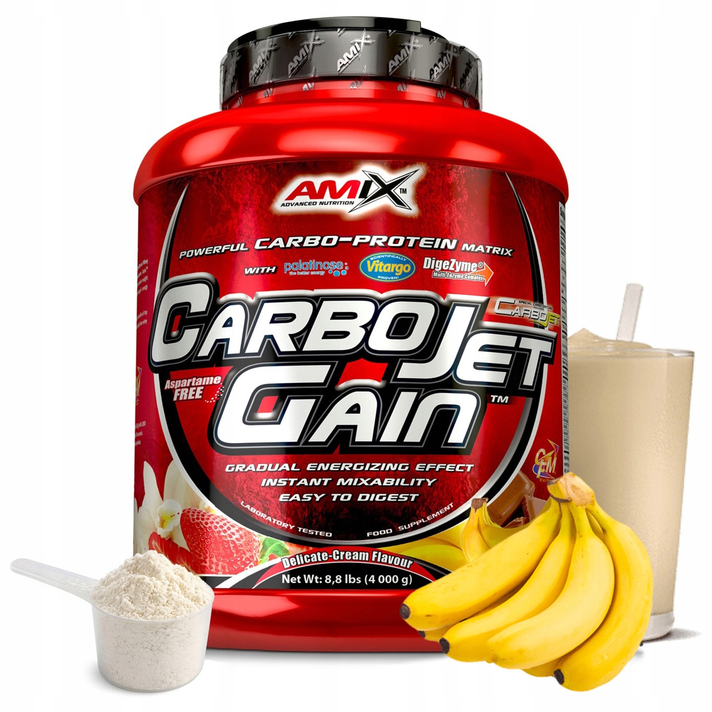 Gainer na svalovou hmotu doplněk stravy výživa 4 kg vanilka