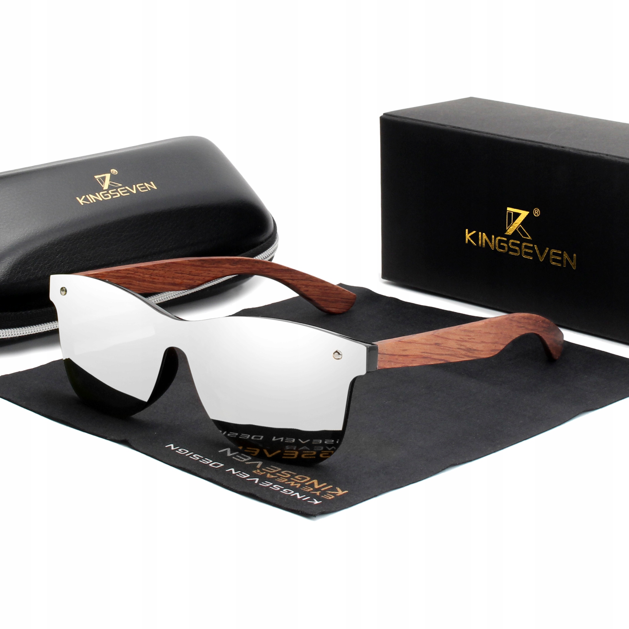 Okulary Przeciwsłoneczne Polaryzacyjne Kingseven Filtr UV400 Drewniane 2024-Zdjęcie-0
