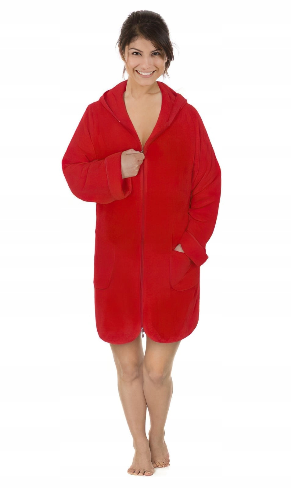 Župan Froté Na Zip 4847/014 červený, bavlněné froté, 330 g/m², dámský,…