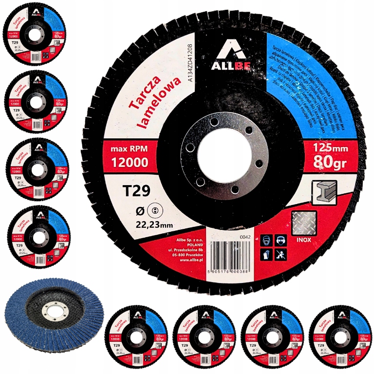 TARCZA LISTKOWA 125MM 80GR 10SZT INOX STAL CYRKON