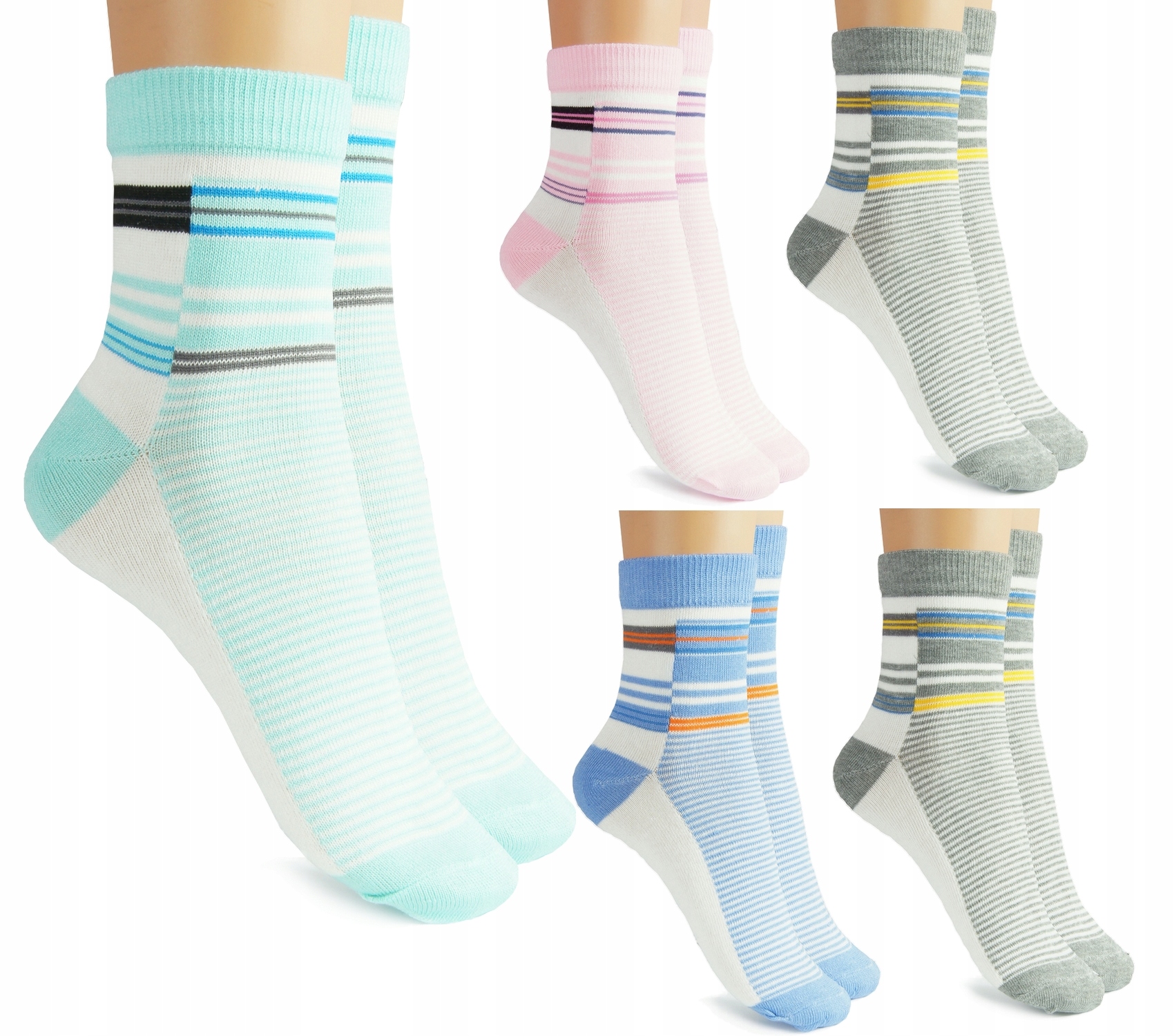 

5x Skarpety Damskie Bawełniane Paski Wzorki 39-41
