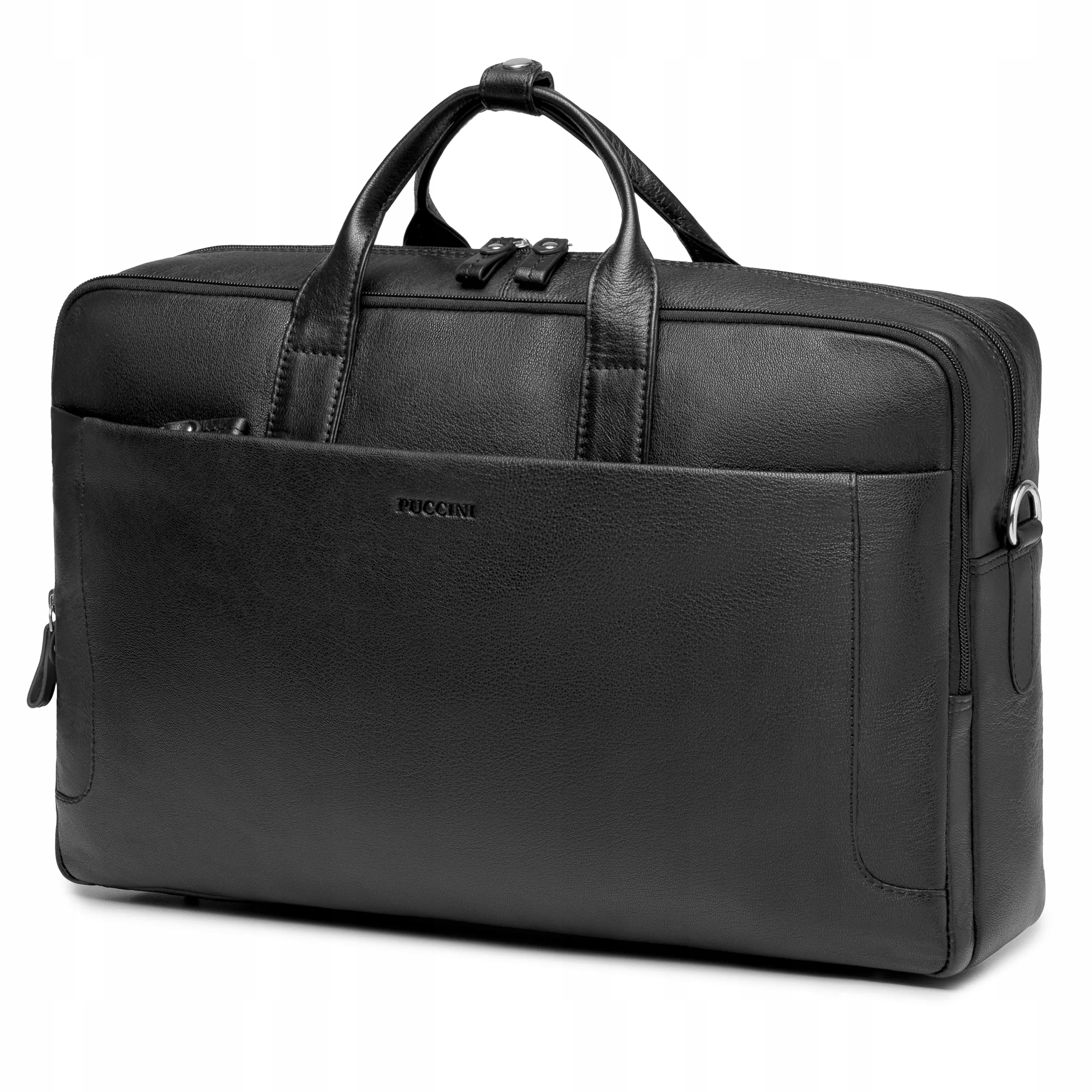 Taška Na Notebook Kožená Aktovka pro práci 17 palců Černá Puccini CO6325-1