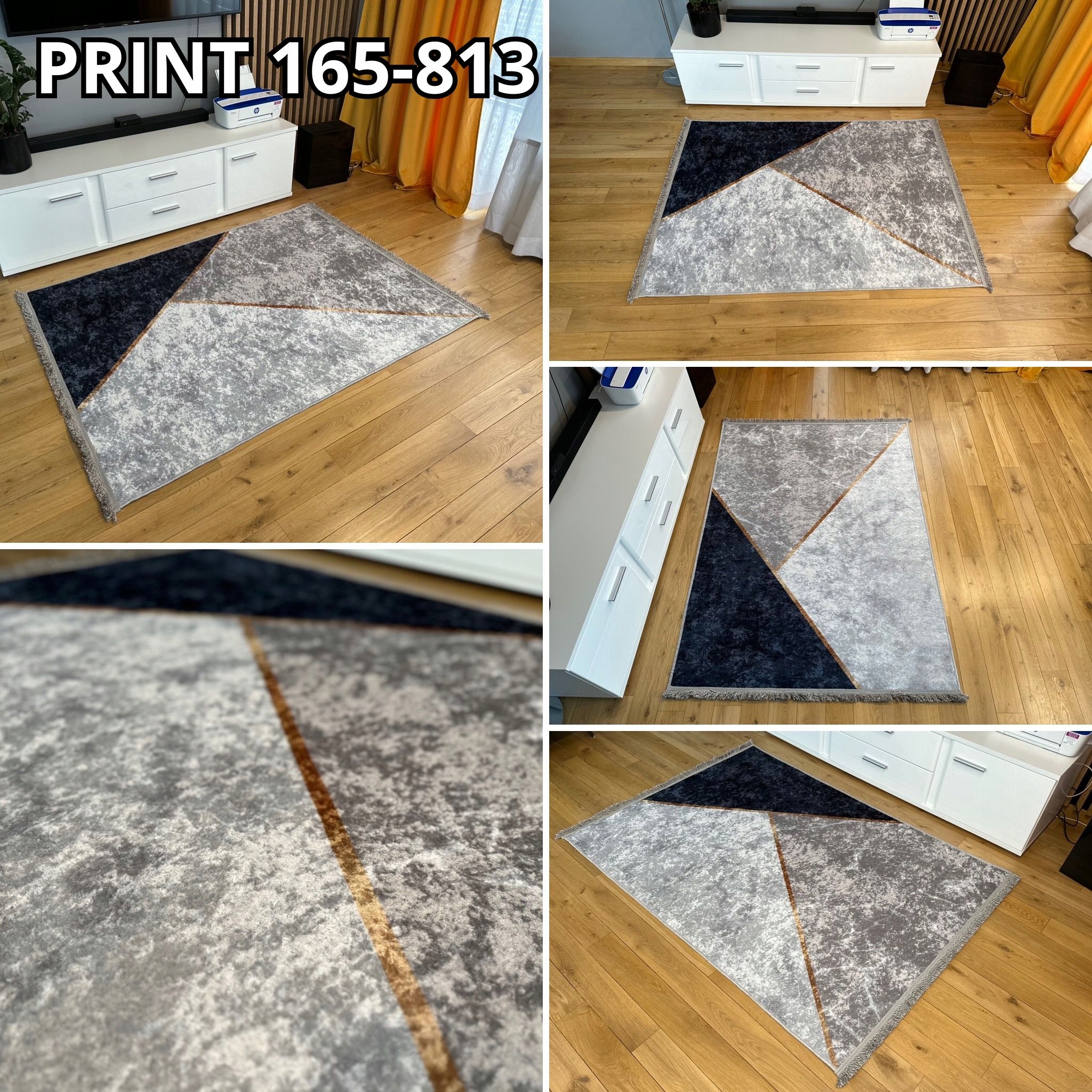 MODNY DYWAN 60X100 PRINT NOWOCZESNY MIĘKKI NISKIE RUNO Szerokość produktu 60 cm