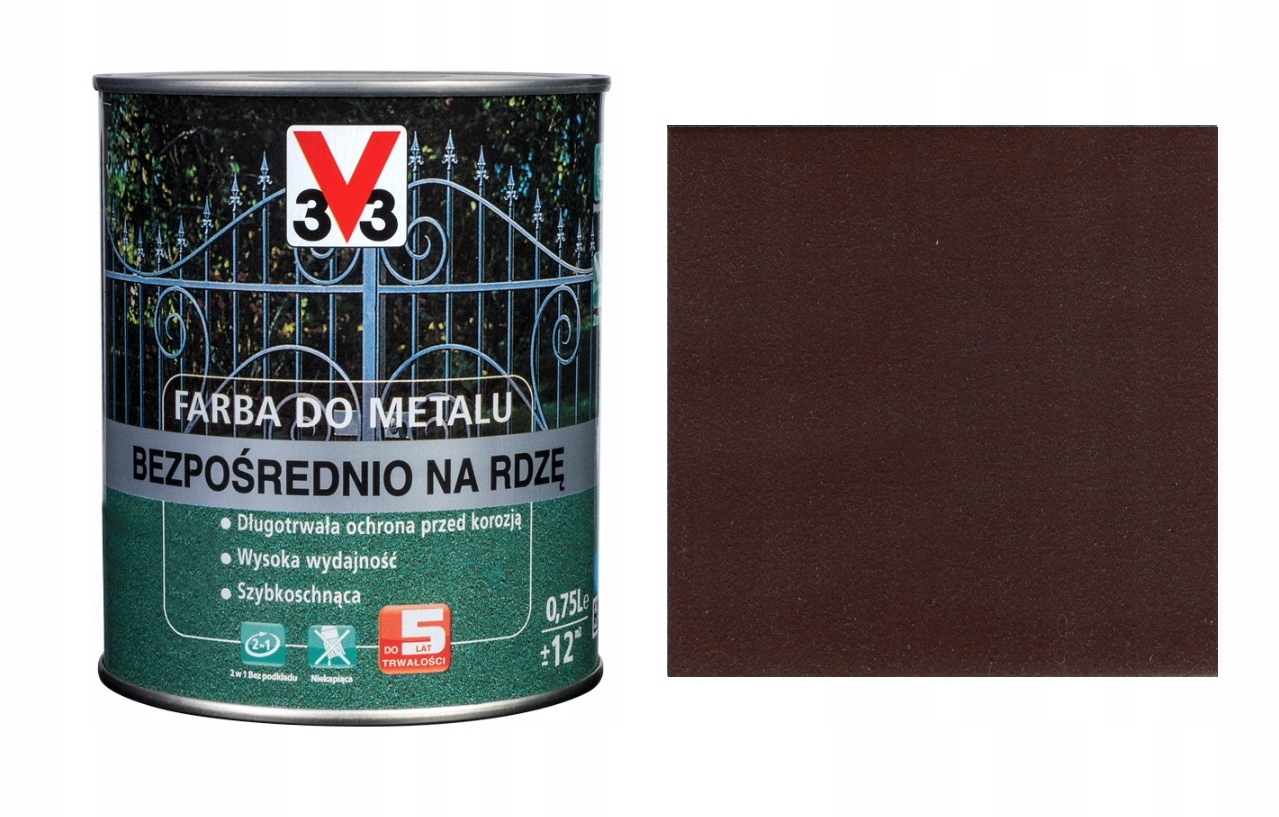 

V33 Farba Do Metalu Na Rdzę Brązowy 609 0,75L