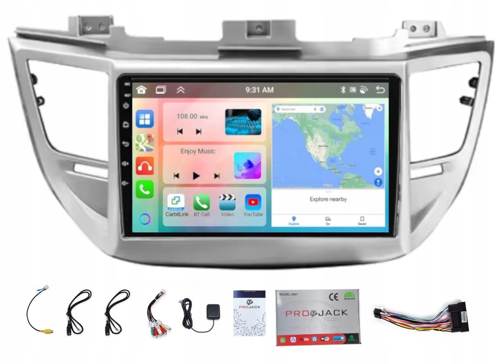 Autorádio S Gps Navigací Android Hyundai Tucson 2015-2018 Carplay Wifi 4GB 64GB